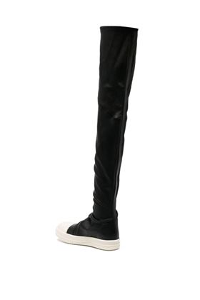 RICK OWENS FW24 PORTERVILLE KNEE HIGH STOCKING SNEAKS IN BLACK/MILK/MILK STRETCH LAMB LEATHER Rick Owens | RP02D3893LS911